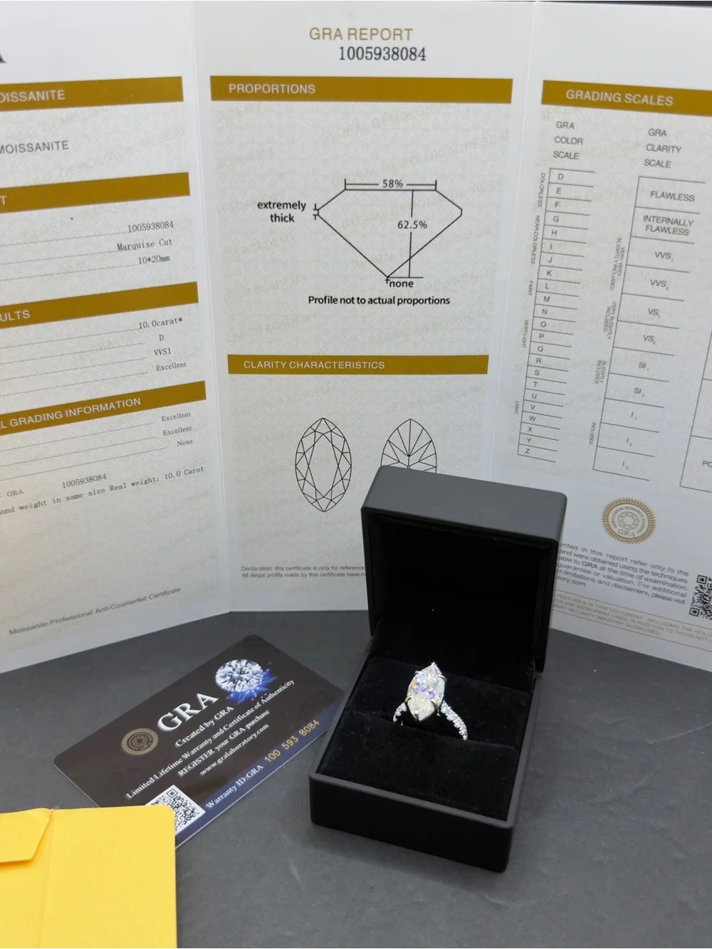 10ct marquise cut big vvs1 Moissanite engagement ring sz 7